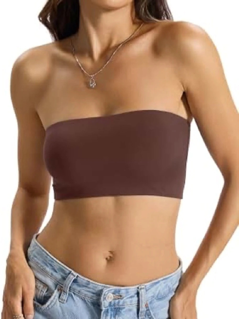 Brown Bandeau Crop Top Like New